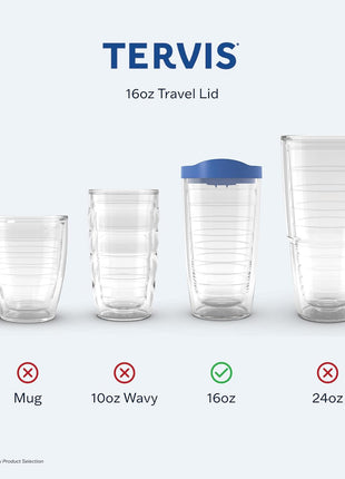 Tervis Travel Lid Made in USA Double Walled Insulated Tumbler Travel Cup Keeps Drinks Cold & Hot, Fits 16oz Tumblers   4pk, Assorted Navy Green Blue Turquoise