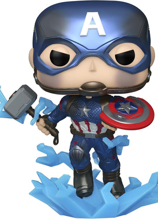 Funko POP! Marvel Avengers Endgame Captain America with Broken Shield & Mjolnir (Glow in the Dark & Metallic), Exclusive