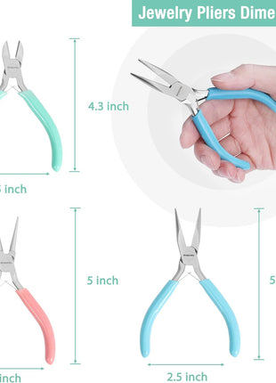 WORKPRO Jewelry Pliers Set, 3 Pack Jewelry Making Tool Kit Includes Mini Needle Nose Plier/Chain Nose Plier, Round Nose Plier and Wire Cutter for Jewelry Repair, DIY Crafts, Jewelry Making Supplies