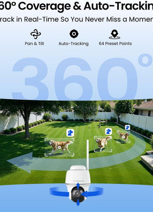 REOLINK Argus PT Ultra First 4K Solar Security Cameras Wireless Outdoor | 360° Pan Tilt Auto-Tracking, 8MP Color Night Vision, 2.4/5 GHz Wi-Fi 6, No Subscriptions, Home Hub Compatible
