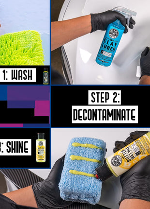 Chemical Guys Clay Bar Kit - Complete System - Clay Bar and Luber Combo with Accessories for Smooth Paint Finish - Removes Embedded Dirt, Overspray, and Fallout - 6 Item Kit