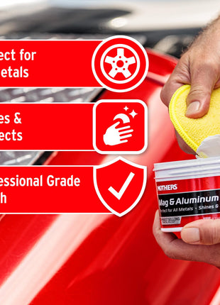 Mothers Mag & Aluminum Polish, 10 oz. – Brilliant Shine, Easy to Use, for All Uncoated & Unplated Metals Including Aluminum Wheels, Stainless Steel Trim and Exhaust Tips, Brass & More (05101)