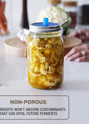 Masontops Pickle Pebble Glass Infinity Weights for Fermenting   Pickling Weight Set   Wide Mouth Mason Jar Fermentation