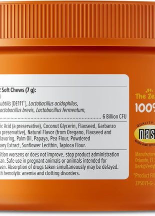 Zesty Paws Probiotics for Dogs, Digestive Enzymes Gut Flora, Digestive Health, Diarrhea & Bowel Support, DE111, Dog Probiotics Soft Chew for Pet Immune System, Chicken, 50 Ct (Pack of 2)