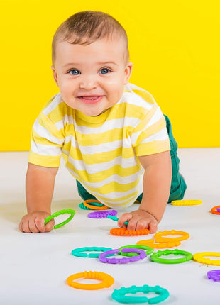 Bright Starts Lots of Links Rings Toys for Stroller or Carrier Seat, BPA-Free, Ages 0 Months Plus, Multicolor, 24 Count