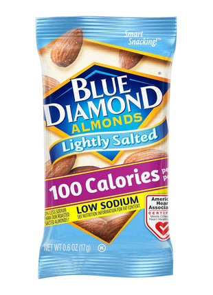 Blue Diamond Almonds Low Sodium Lightly Salted Snack Nuts, 100 Calorie Packs, 0.6 Ounce (Pack of 32)