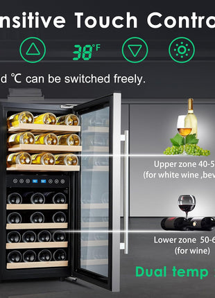 Beverage Refrigerator 175 Cans Under Counter Beer Cooler 24 inch Quiet Built-in or Freestanding Beverage Fridge Glass Door Auto Defrost 5 Removable Shelves for Home Bar Office