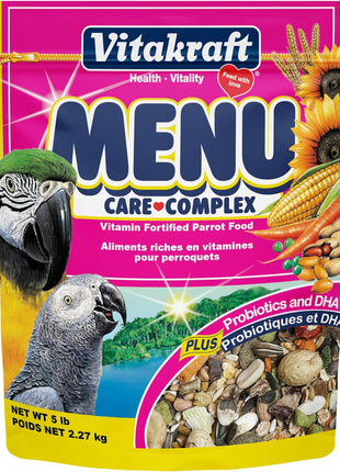 Vitakraft Menu Premium Parrot Food - Vitamin-Fortified - Macaw, Amazon, Conure, and Parrot Food for Large Birds 5 Pound (Pack of 1)