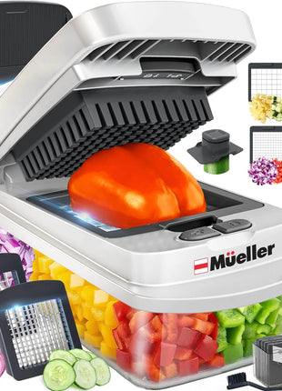 Mueller The Real Original Pro Vegetable Chopper & Mandoline Slicer, 10-in-1 | since 2013, 8 Blade Food Veggie Chopper, Onion Vegetable Cutter with Container, Kitchen Gadgets & Essentials