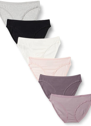 Amazon Essentials Women's Breathable Cotton Bikini Brief Underwear with Full Coverage, Multipacks