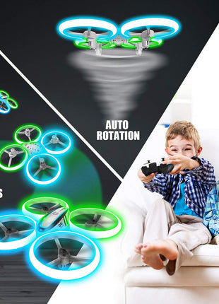 Q9s Drones for Kids,RC Drone with Altitude Hold and Headless Mode,Quadcopter with Blue&Green Light,Propeller Full Protect,2 Batteries and Remote Control,Easy to fly Kids Gifts Toys for Boys and Girls