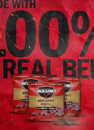 Jack Link's Beef Jerky, Original, Multipack Bags   Flavorful Meat Snacks for Lunches, Ready to Eat Protein Snacks, Individual Packs   7g of Protein, Made with 100% Beef   0.625 oz (Pack of 5)