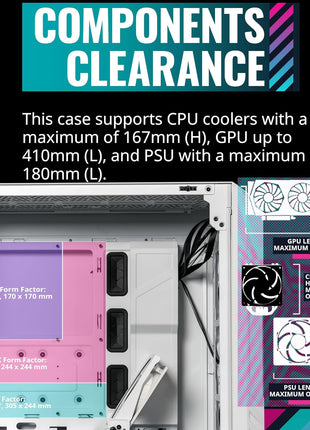 Cooler Master HAF 500 White High Airflow ATX Mid-Tower, Mesh Front Panel, Dual 200mm Customizable ARG Lighting Fans, Rotatable GPU Fan, USB 3.2 Gen 2 Type C and Tempered Glass (H500-WGNN-S00)