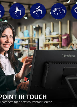 ViewSonic TD2423D 24 Inch 1080p 10-Point Multi IR Touch Screen Monitor with Eye Care HDMI, VGA, USB Hub and DisplayPort