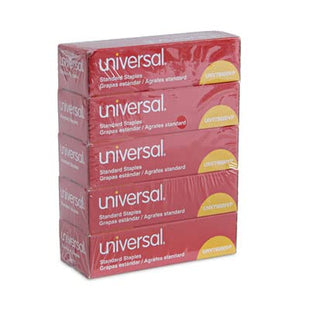 Universal Standard Staples, Chisel Point, Steel, 5000 / Box, Pack of 5