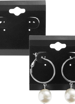 Genie Crafts Earring Cards - 100-Pack Earring Card Holder, Velvet Hanging Jewelry Display Cards for Earrings, Ear Studs, Black, 2 x 2 Inches