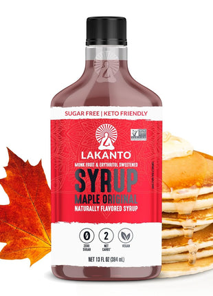 Lakanto Sugar Free Maple Syrup With Monk Fruit & Erythritol For Pancakes, Waffles, Oatmeal, Coffee, Tea, Granola, Frosting & Dressing, Zero Sugar, Keto, Vegan, Gluten Free, 1 G Net Carbs, 13 Fl Oz