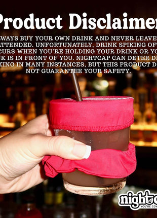 Nightcap The Original Drink Cover Scrunchie ? As Seen On Shark Tank And TikTok   Reusable   Wear On Wrist Or In Hair, Prevent Drink Spiking   Sanitary Pocket Keeps Cover Clean ? Black