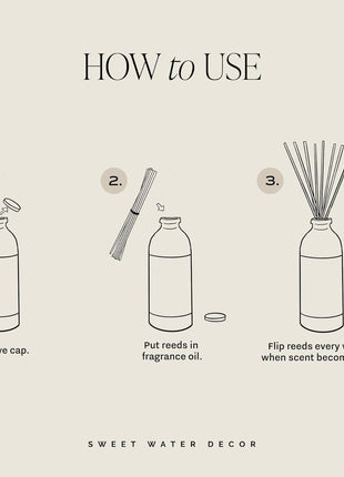 Sweet Water Decor Non-Toxic Cashmere and Vanilla Reed Diffuser Set, Cashmere, Sandalwood, Milky Coconut, Bourbon Vanilla Scented Diffuser for Home, Light Fragrance, Made in the USA, 3.5 FL OZ