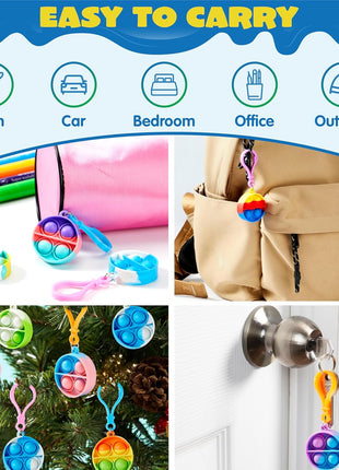 JOYIN Round Pop Fidget Keychain 30 Pack Pop Fidget Toys Bulk Party Favors for Kids 4-8,8-12 Years, Birthday Goodie Bags Stuffers Back to School Gifts for Students Classroom Prizes Sensory Toys