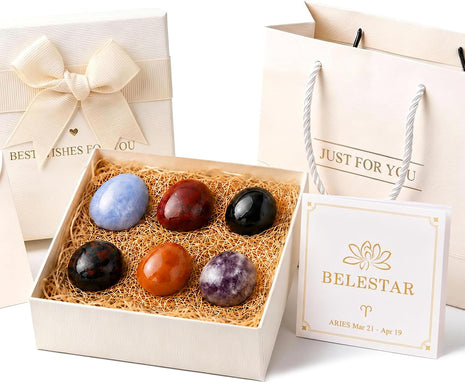 Aries Birthstones Crystal Set 6pc Healing Stones Courage Gift Box