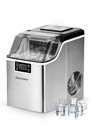 EUHOMY Ice Cube Maker Machine Countertop, 2 Ways to Add Water, 45Lbs/Day 24 Pcs Ready in 13 Mins, Self-Cleaning Portable Compact, with Ice Scoop & Basket, Perfect for Home/Kitchen/Office/Bar
