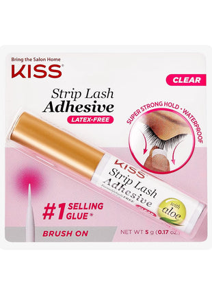 Kiss Lash Adhesive, Lash Glue, 24hr Strip Eyelash Adhesive, Clear, Includes Lash Adhesive, Long Lasting Wear, Can Be Used with Strip Lashes and Lash Clusters