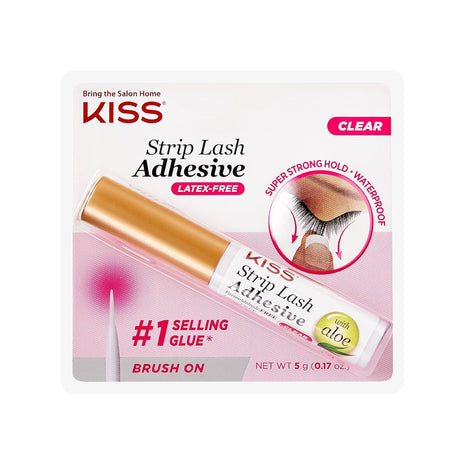 Kiss Lash Adhesive, Lash Glue, 24hr Strip Eyelash Adhesive, Clear, Includes Lash Adhesive, Long Lasting Wear, Can Be Used with Strip Lashes and Lash Clusters