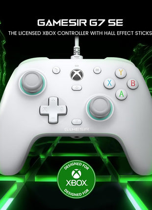 GameSir G7 SE Wired Controller for Xbox Series X|S, Xbox One & Windows 10/11, Plug and Play Gaming Gamepad with Hall Effect Joysticks/Hall Trigger, 3.5mm Audio Jack (White)