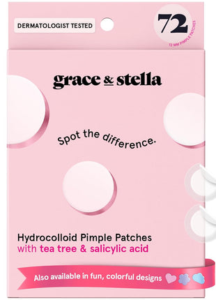 grace & stella Award Winning Pore Strip - Pimple Patches for Face | Hydrocolloid Acne Patches for Shrinking Zits, Whiteheads - Spot Stickers - Dermatologist-Tested, Vegan (Invisible, 72 Count)