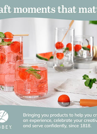 Libbey Ascent Tumbler & Rocks Drinking Glasses Set of 16, Clear Glass Cups | 16.25 oz & 12.25 oz Capacities Glasses for Water, Juice, Cocktails, and More with Curved Design and Dishwasher-Safe Care