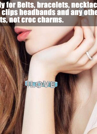 AUEAR, 52 Pack Silver A-Z 8mm Full Rhinestone Slide Crystal Alphabet Alloy Letter Charm for Bracelets Necklace Wristbands DIY Jewelry Making