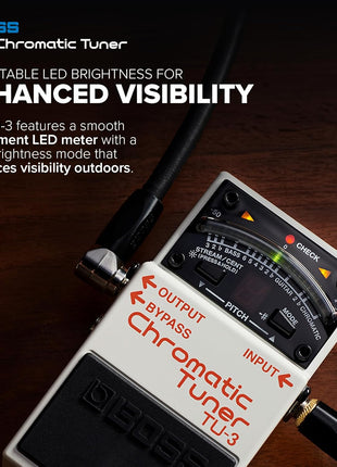 BOSS TU-3 Chromatic Floor Tuner for Guitar and Bass | Industry-Standard Performance | Tank-Tough BOSS Stompbox Body | 21-Segment LED Meter | Accurate to  One Cent | Accu-Pitch Sign Function