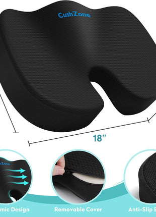 Office Chair Seat Cushion, Cooling Gel Enhanced Memory Foam Cushion for Long Sitting - Back, Sciatica, Coccyx, Tailbone Pain Relief Pillow - for Office, Gaming, Car, Wheelchair - Black, Large