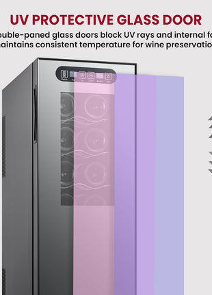 Koolatron 18 Bottle Wine Fridge – Wine Cooler with Glass Door, 1.9 cu. ft (53 L), Beverage Can Refrigerator, Digital Temperature Control/Dual Temperature Zone, Ideal for White, Red, Sparkling Wine