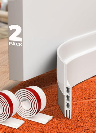 Holikme 2 Pack Door Draft Stopper Sheets, Rolls & Strips Under Door Draft Blocker Insulator Doors Sweep Weather Stripping Noise Stopper Strong Adhesive, White