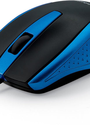Verbatim Wired USB Computer Mouse - Corded USB Mouse for Laptops and PCs - Right or Left Hand Use, Blue 99743, 1.4" x 2.4" x 3.9"
