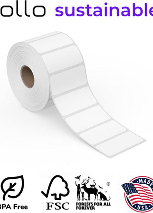 Rollo Direct Thermal 2x1 Barcode Labels - Roll of 1,000 Thermal Labels for Shipping (Commercial Grade Stickers)