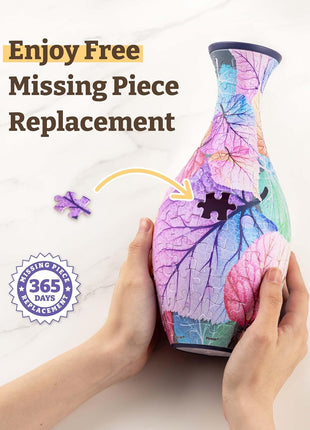 Pintoo 3D Puzzle Vase Unique Flower Vase Made By 160 Curved Plastic Puzzle Pieces House Warming Gift for Flower Arrangements and Home Decoration - [S1035] (Translucent, Flowers and Birds)