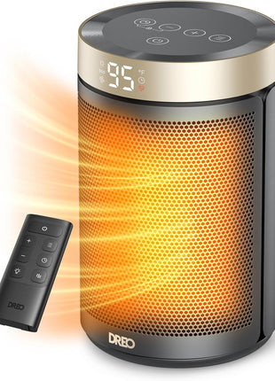 DREO Space Heater, Portable Electric Heaters for Indoor Use with Thermostat | 2026 Upgraded, 34dB Quiet, 12H Timer, 5 Mode, Remote, 1500W PTC Ceramic Fast Safety Heat for Office Bedroom Home, Gold