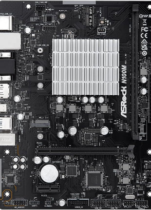 ASRock N100M Micro-ATX Motherboard, Intel Quad-Core N100 Processor (up to 3.4 GHz), DDR4, PCIe 3.0, USB 3.2 Gen2 Type-C, Gigabit LAN