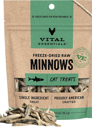 Vital Essentials Minnows Cat Treats, 0.5 oz | Freeze-Dried Raw | Single Ingredient | Grain Free, Gluten Free, Filler Free