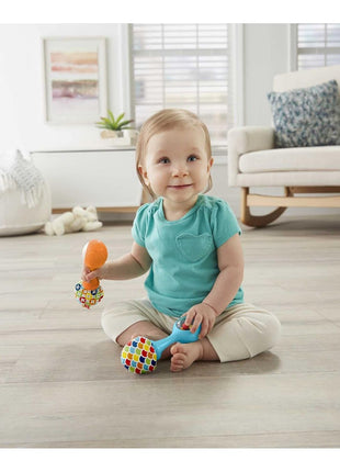 Fisher-Price Newborn Toys Rattle 'n Rock Maracas, Set of 2 Soft Musical Instruments for Babies 3+ Months, Blue & Orange