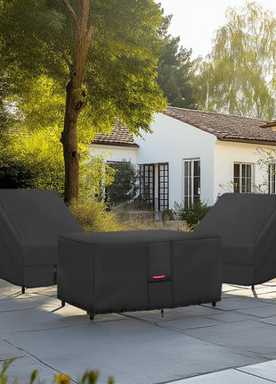 Porch Shield Patio Fire Pit Cover - Waterproof 600D Outdoor Rectangular Fire Table Cover Deck Box Protector - 44 x 26 inch, Black