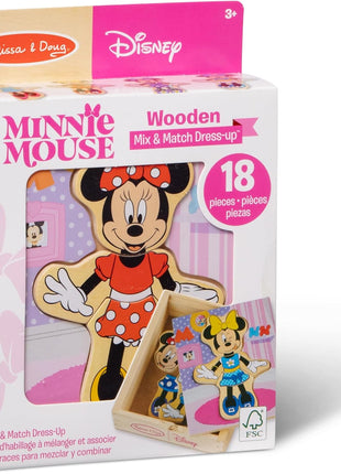 Melissa & Doug Disney Minnie Mouse Dress-Up Puzzle, 18 Pieces Mix and Match Outfits, Sorting & Matching Toy with Storage Case, Educational Puzzle for Toddlers Ages 3+