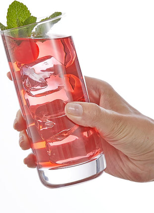 JoyJolt Faye 13oz Highball Glasses, 6pc Tall Glass Sets. Lead-Free Crystal Drinking Glasses. Water Glasses, Mojito Glass Cups, Tom Collins Bar Glassware, and Mixed Drink Cocktail Glass Set