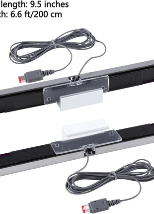 Aokin Sensor Bar for Wii, Replacement Wired Infrared Ray Sensor Bar for Nintendo Wii and Wii U Console, includes Clear Stand