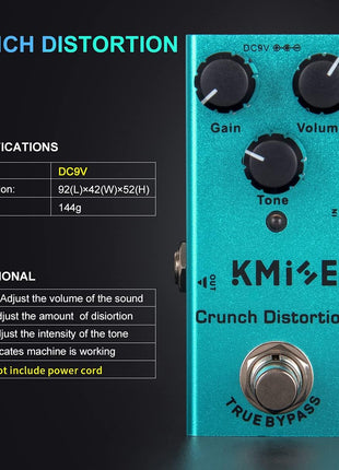 Kmise Crunch Distortion Electric Guitar Effects Pedal Mini Single Type DC 9V True Bypass