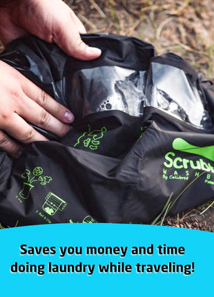 Scrubba Wash Bag Patented Washboard-in-a-BagTM 5 oz Travel Clothes Washer | Pack Light, Wash Anywhere Fast, Internal Washboard, Machine-Quality Wash, No Electricity, Camping, Backpacking, RV, Cruises