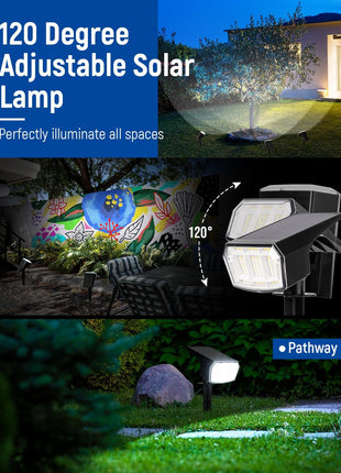 Solar Spot Lights Outdoor Waterproof 4 Pack IP65, 63 LED 3 Lighting Modes Spotlights for Yard Garden House Garage Pathway